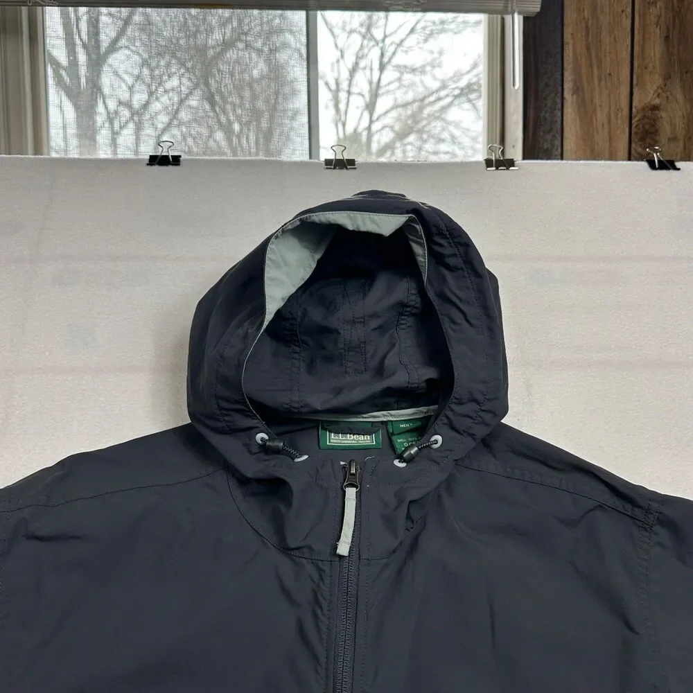 LL BEAN Mens L Tall Gray Anorak Half Zip Hooded Windbreaker Outdoor Gorpcore